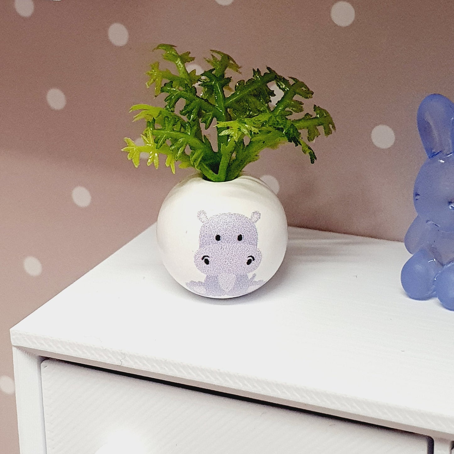 Dolls House Nursery Animal Plant Pot with Plant 1:12th Scale, Miniature