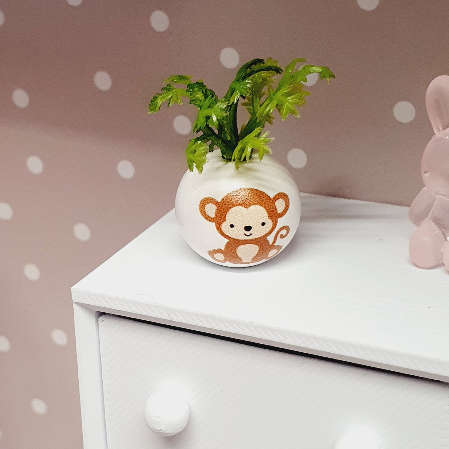 Dolls House Nursery Animal Plant Pot with Plant 1:12th Scale, Miniature