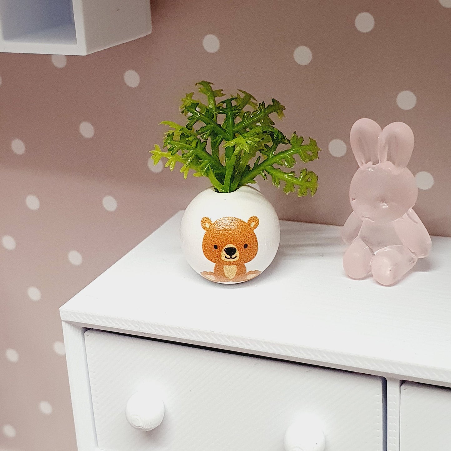 Dolls House Nursery Animal Plant Pot with Plant 1:12th Scale, Miniature