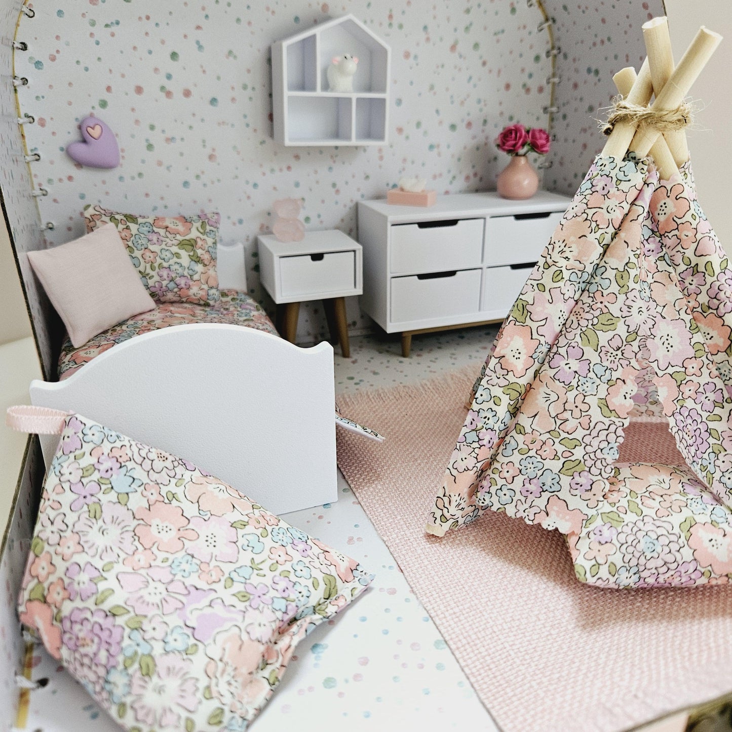 Dolls House in a Travel Suitcase, Pretty Liberty Michelle design, 12th Scale, Miniature case