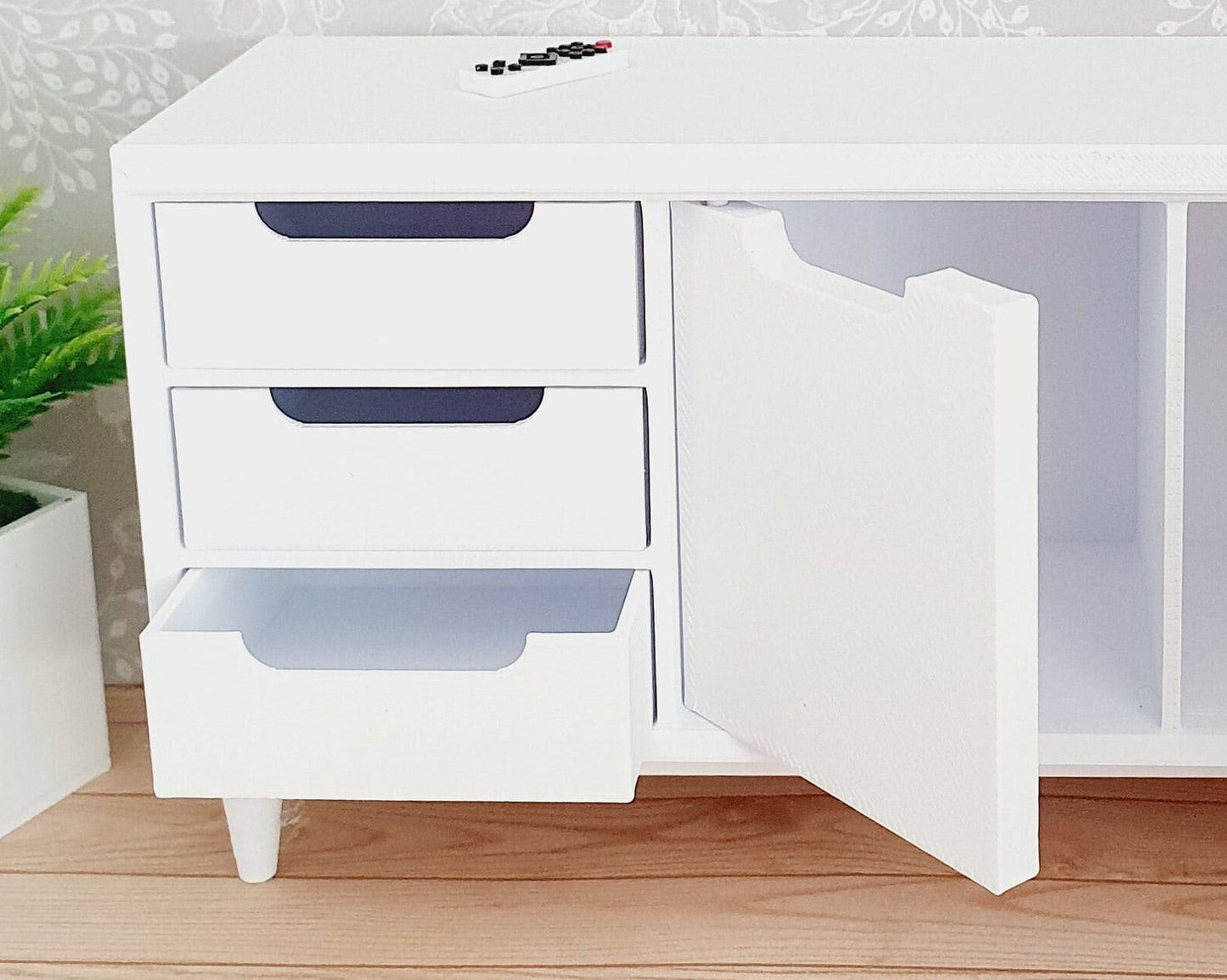Dolls House Modern Sideboard | 3 Drawers & Double Cupboard | Choice of Colours | 1:12 Scale Miniature