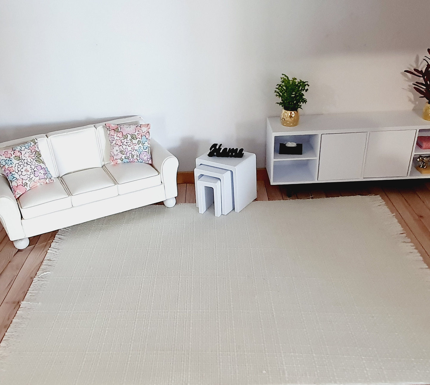 Dolls House Large Off White Rug 1:12th Scale, Miniature Rug (RUG-EX)
