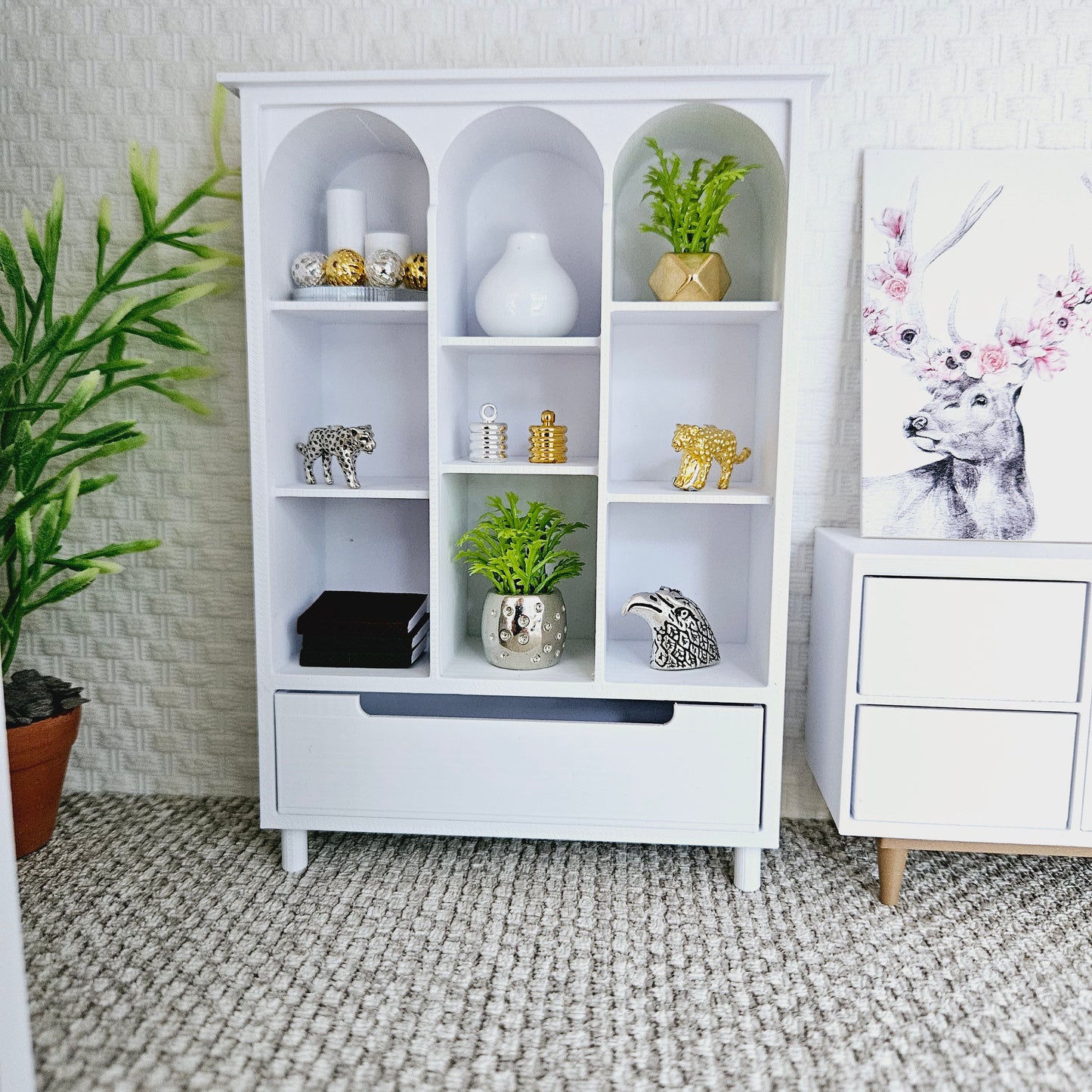 Dolls House Dresser/ Cabinet, Choice of Colours 1:12th Scale, Miniature Dresser (DR3)