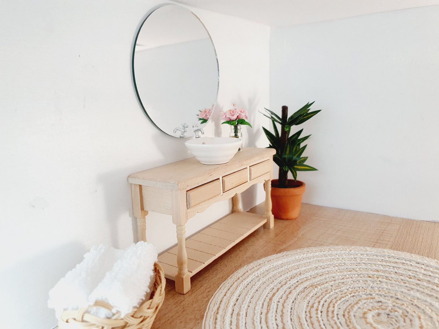 Dolls House Modern Round Mirror | Large & Small Available | Miniature Mirror, 12th Scale Mirror (MIR-1)