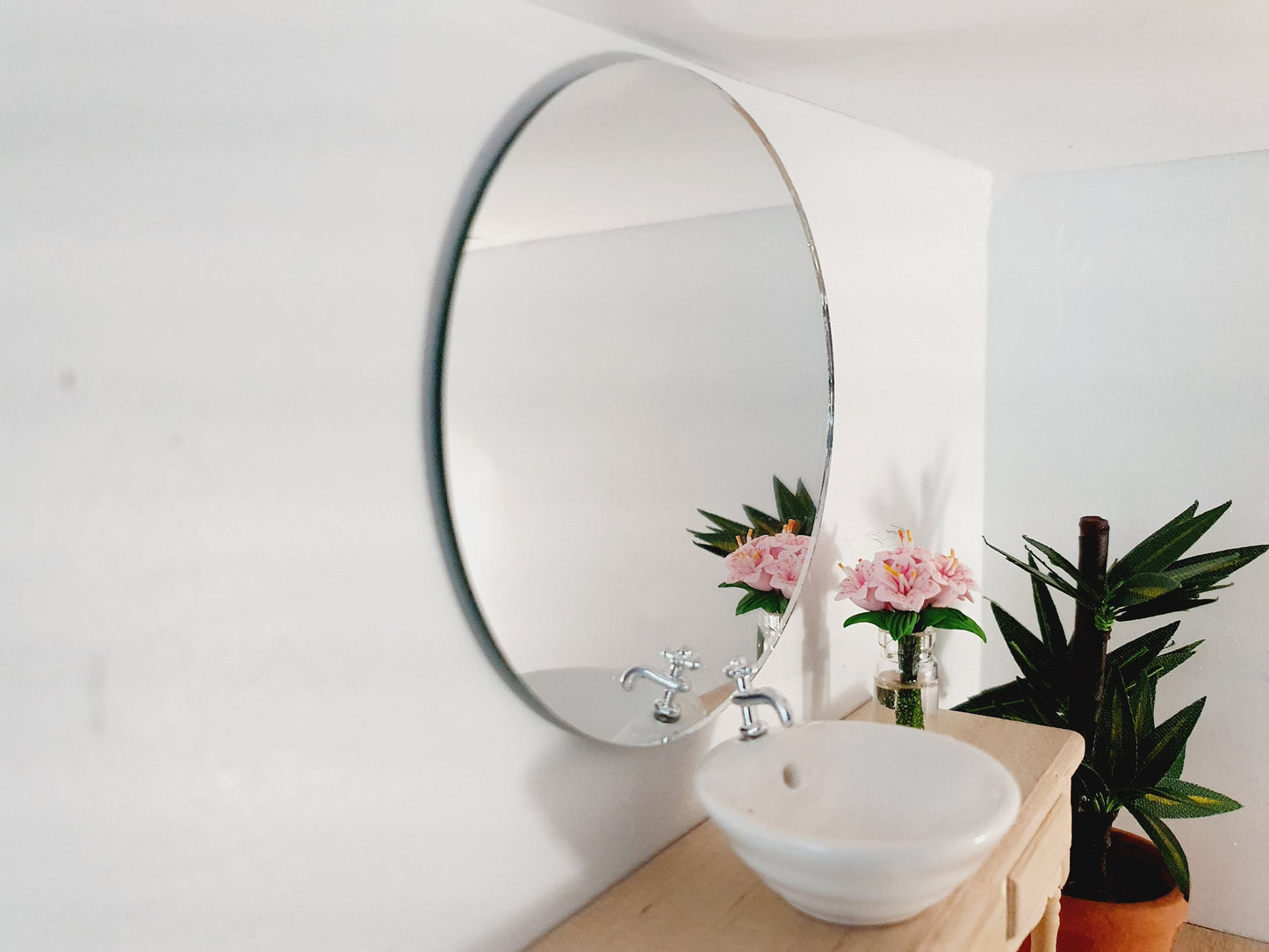 Dolls House Modern Round Mirror | Large & Small Available | Miniature Mirror, 12th Scale Mirror (MIR-1)
