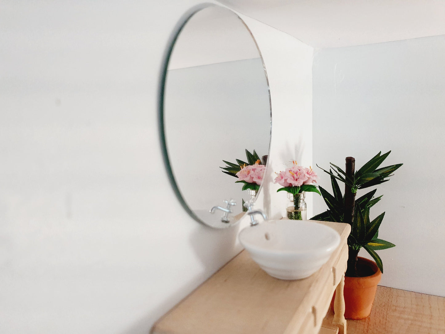 Dolls House Modern Round Mirror | Large & Small Available | Miniature Mirror, 12th Scale Mirror (MIR-1)