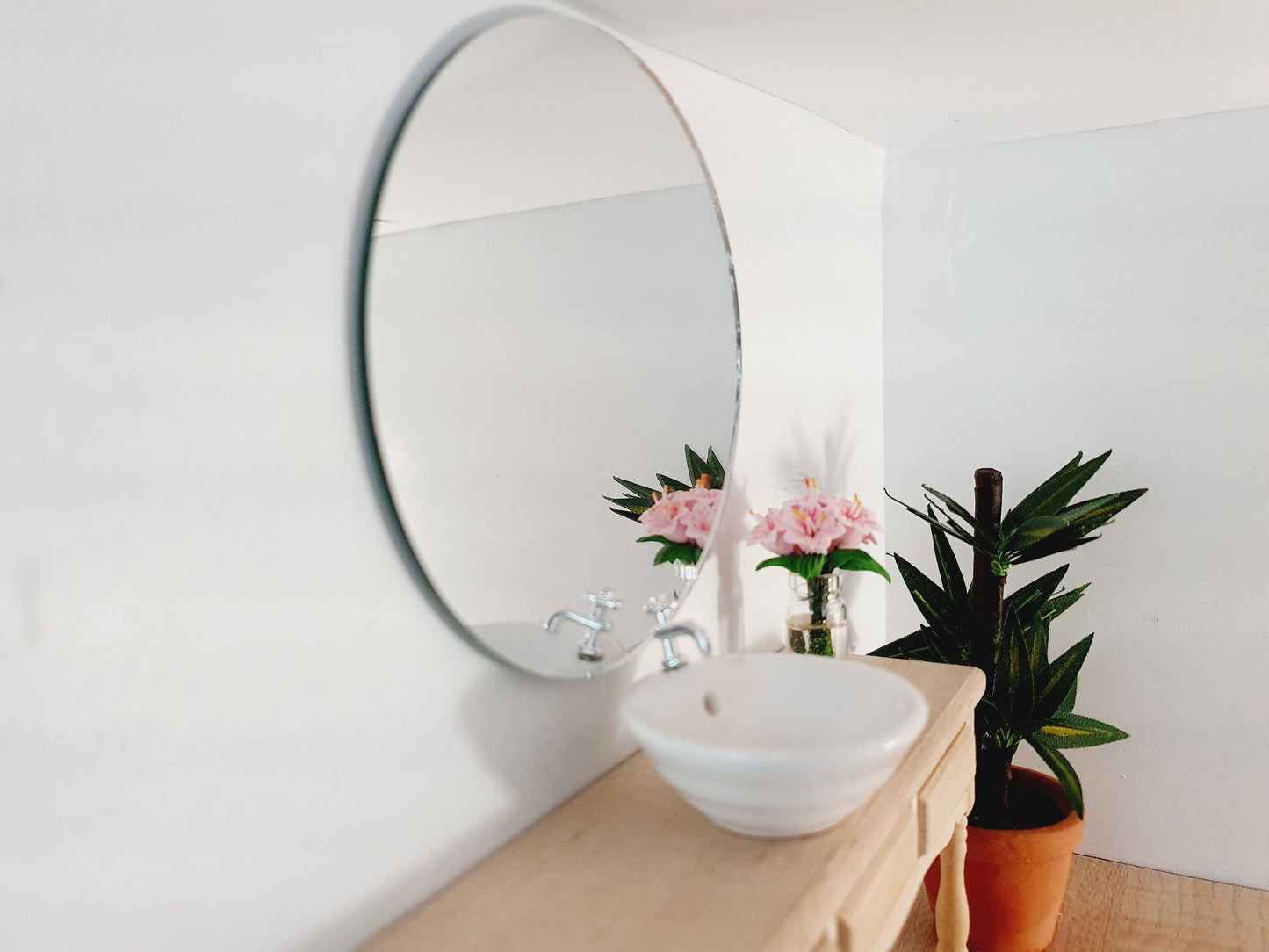 Dolls House Modern Round Mirror | Large & Small Available | Miniature Mirror, 12th Scale Mirror (MIR-1)
