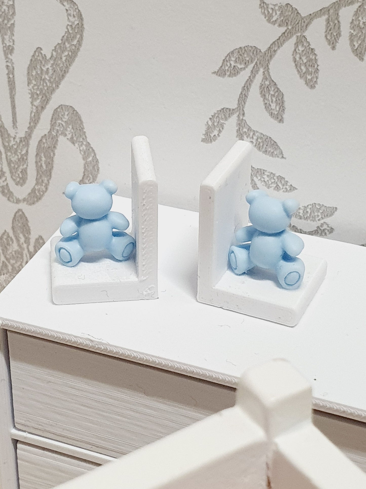 Dolls House Modern Set of Bookends with a choice of Cute Pink, Blue or Brown Teddy Bears, Miniature Bookends, Books, 12th Scale