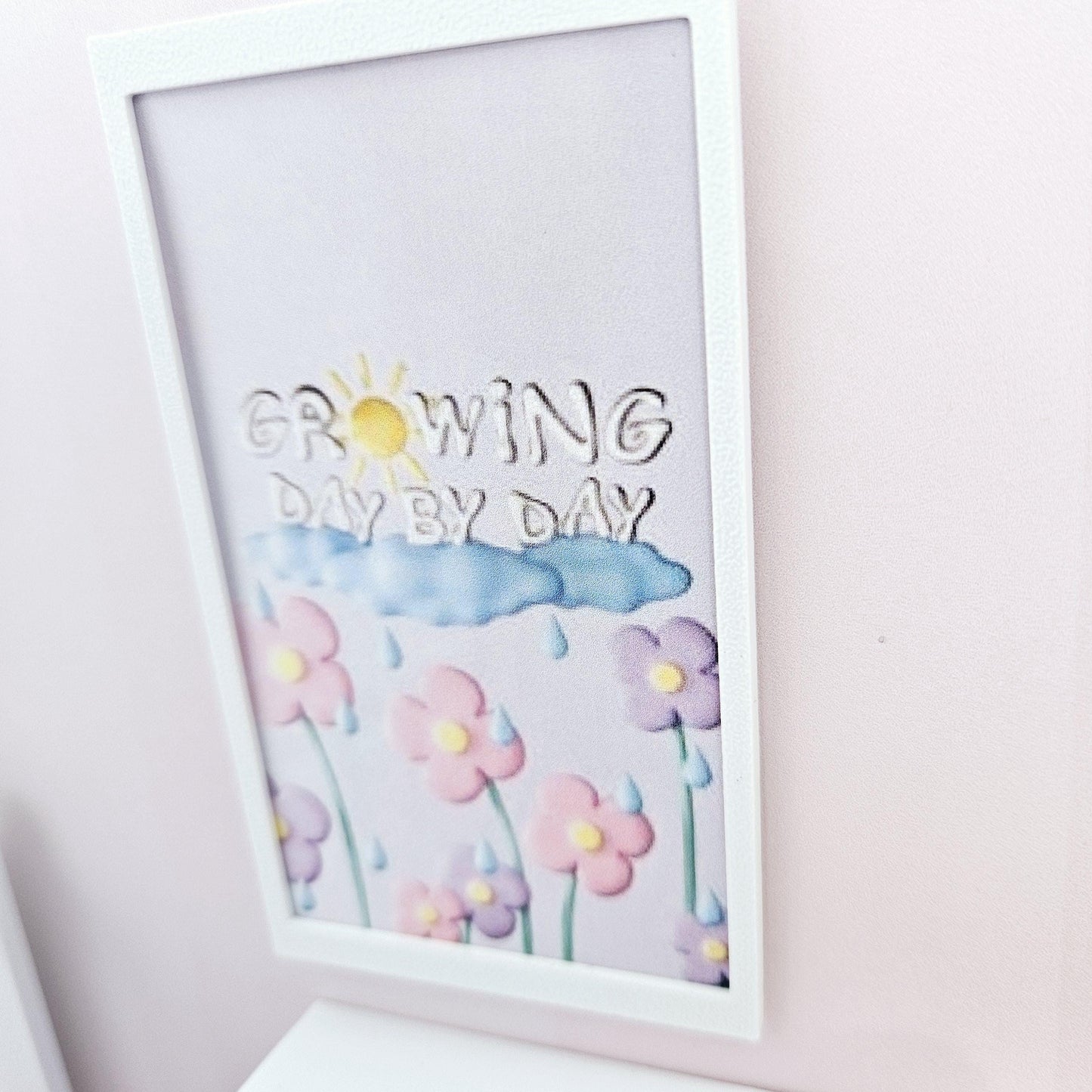 Dolls House Modern Framed Wall Art, Nursery Print. Growing Day By Day, 12th scale, miniature wall picture. Nursery wall art