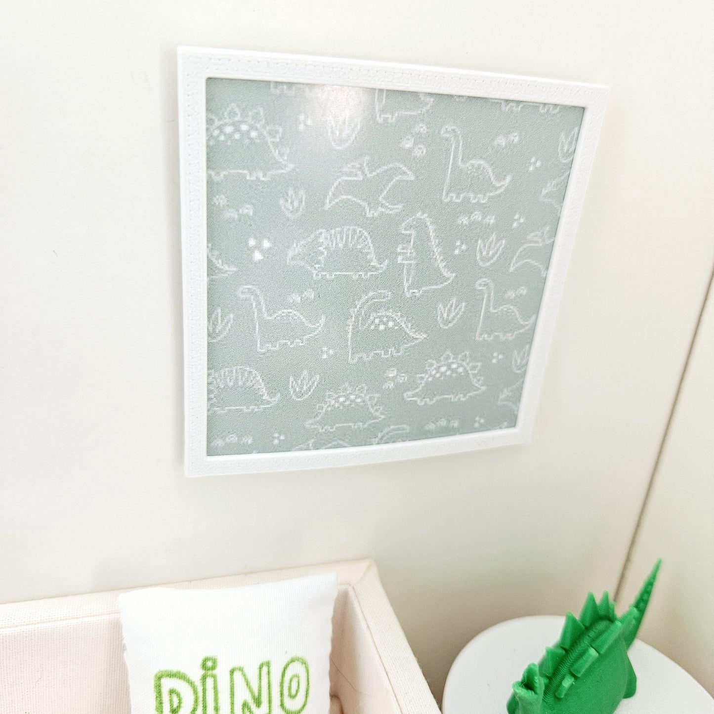 Dolls House Modern Framed Wall Art, Dinosaur picture, 12th scale, miniature wall picture, Nursery wall art