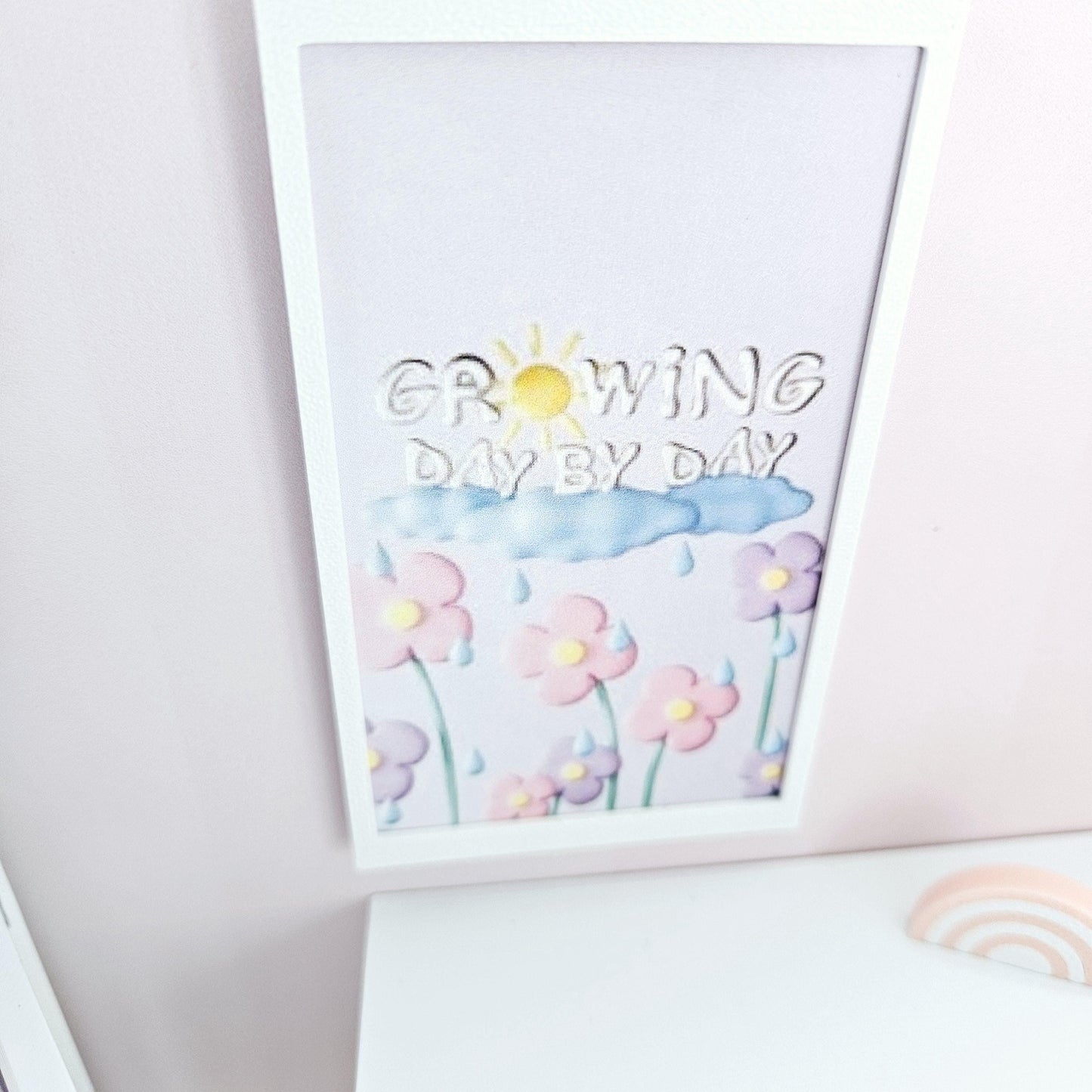 Dolls House Modern Framed Wall Art, Nursery Print. Growing Day By Day, 12th scale, miniature wall picture. Nursery wall art