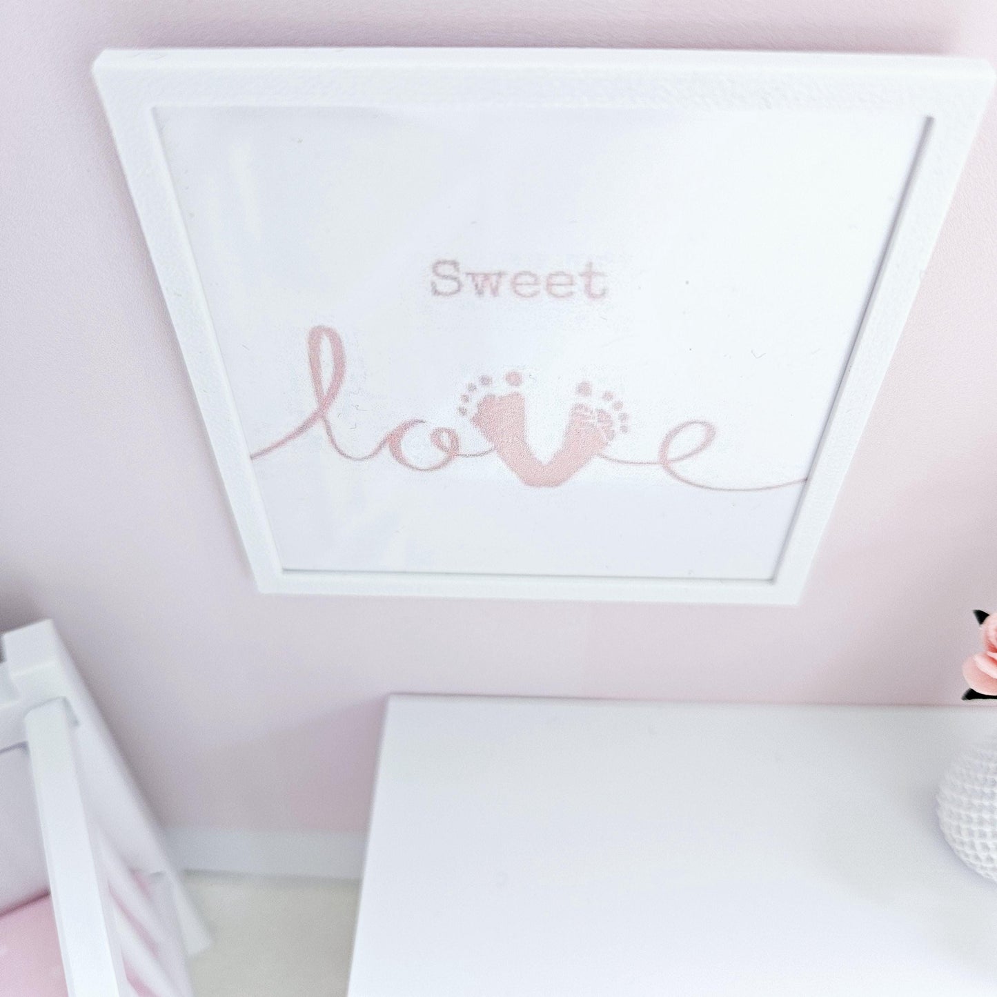 Dolls House Modern Framed Wall Art, Pink baby or Blue love picture, 12th scale, miniature wall picture, Nursery wall art
