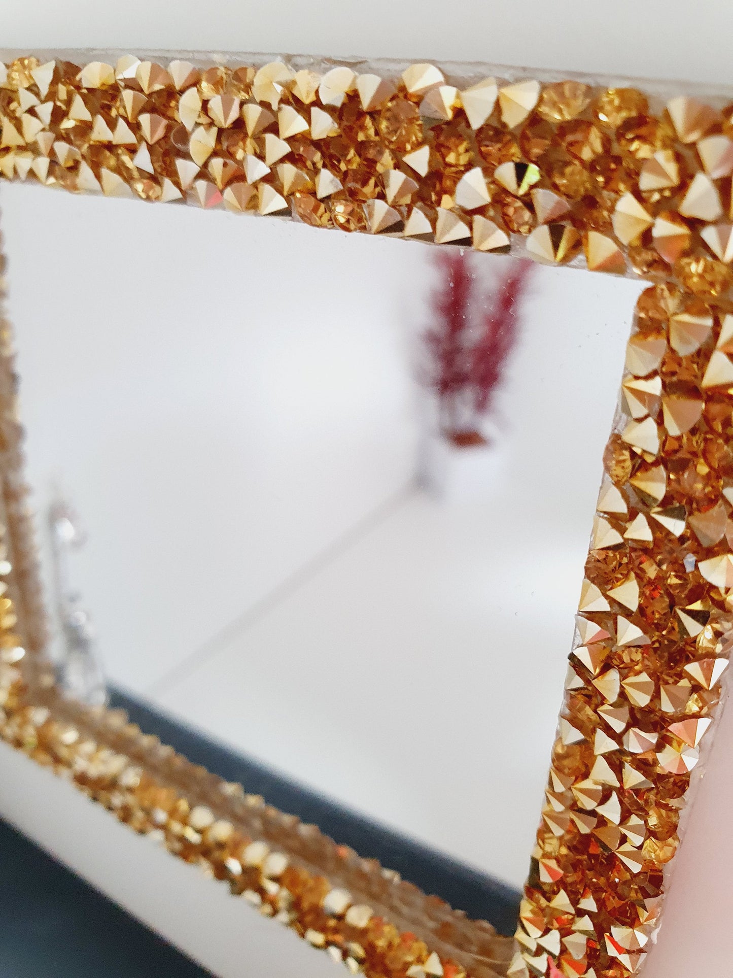 Dolls House Modern Large Square Mirror with Silver or Gold Rhinestones , Miniature Mirror, 12th Scale Mirror