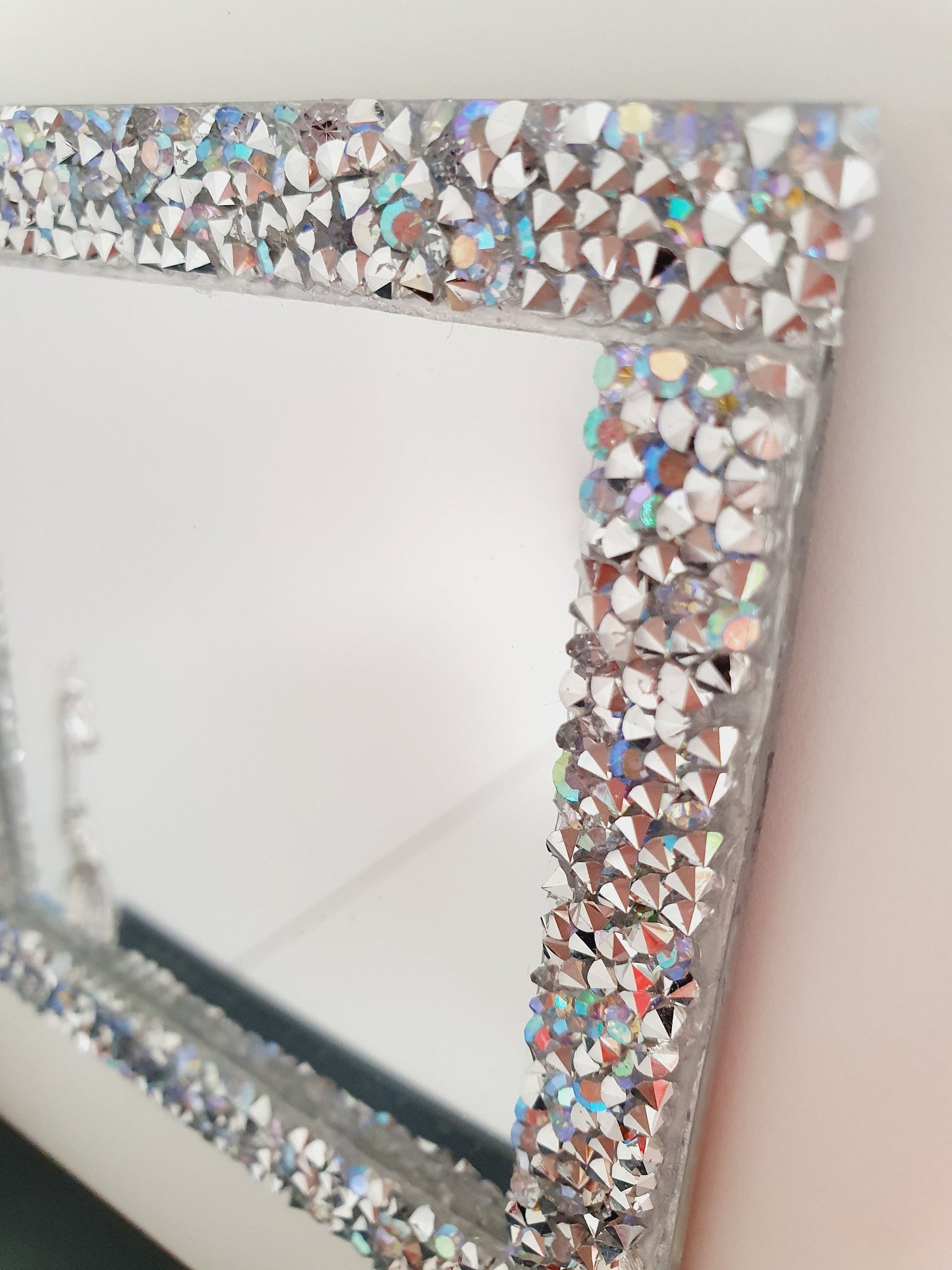Dolls House Modern Large Square Mirror with Silver or Gold Rhinestones , Miniature Mirror, 12th Scale Mirror