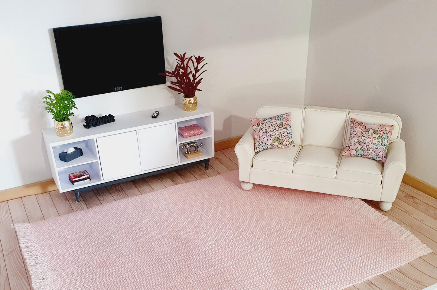 Dolls House Ex Large Pink Rug 1:12th Scale, Miniature Rug (RUG-EX)