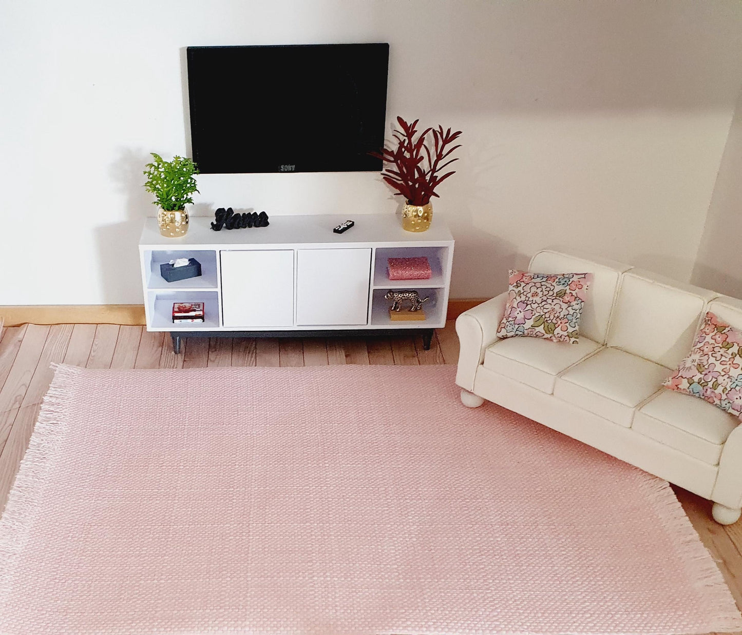 Dolls House Ex Large Pink Rug 1:12th Scale, Miniature Rug (RUG-EX)