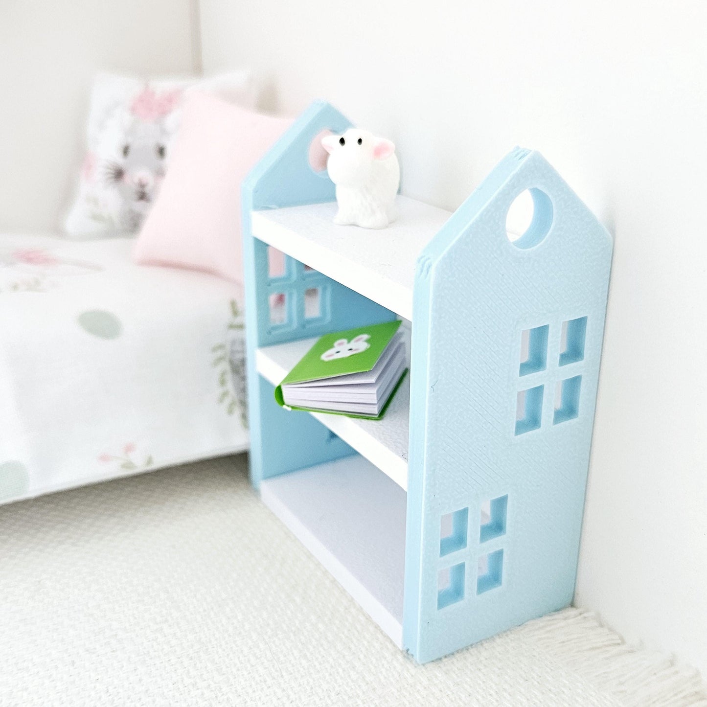 Dolls House Bookcase, choice of colours, miniature bookcase, 12th scale, perfect for a child's bedroom