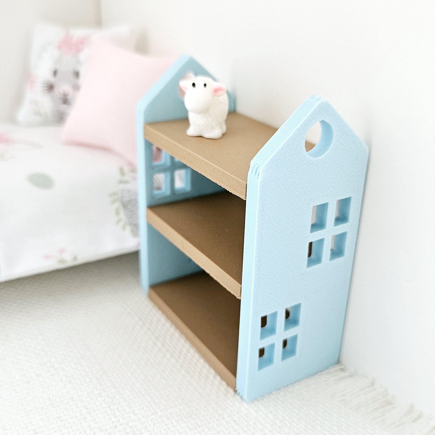 Dolls House Bookcase, choice of colours, miniature bookcase, 12th scale, perfect for a child's bedroom