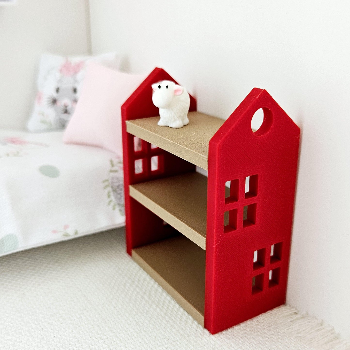 Dolls House Bookcase, choice of colours, miniature bookcase, 12th scale, perfect for a child's bedroom
