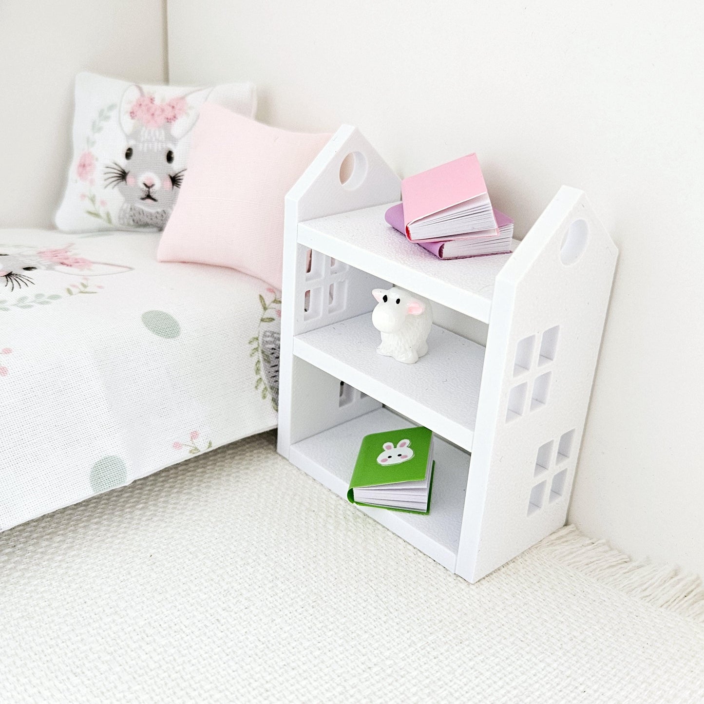 Dolls House Bookcase, choice of colours, miniature bookcase, 12th scale, perfect for a child's bedroom