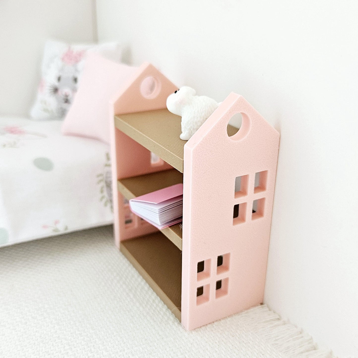 Dolls House Bookcase, choice of colours, miniature bookcase, 12th scale, perfect for a child's bedroom
