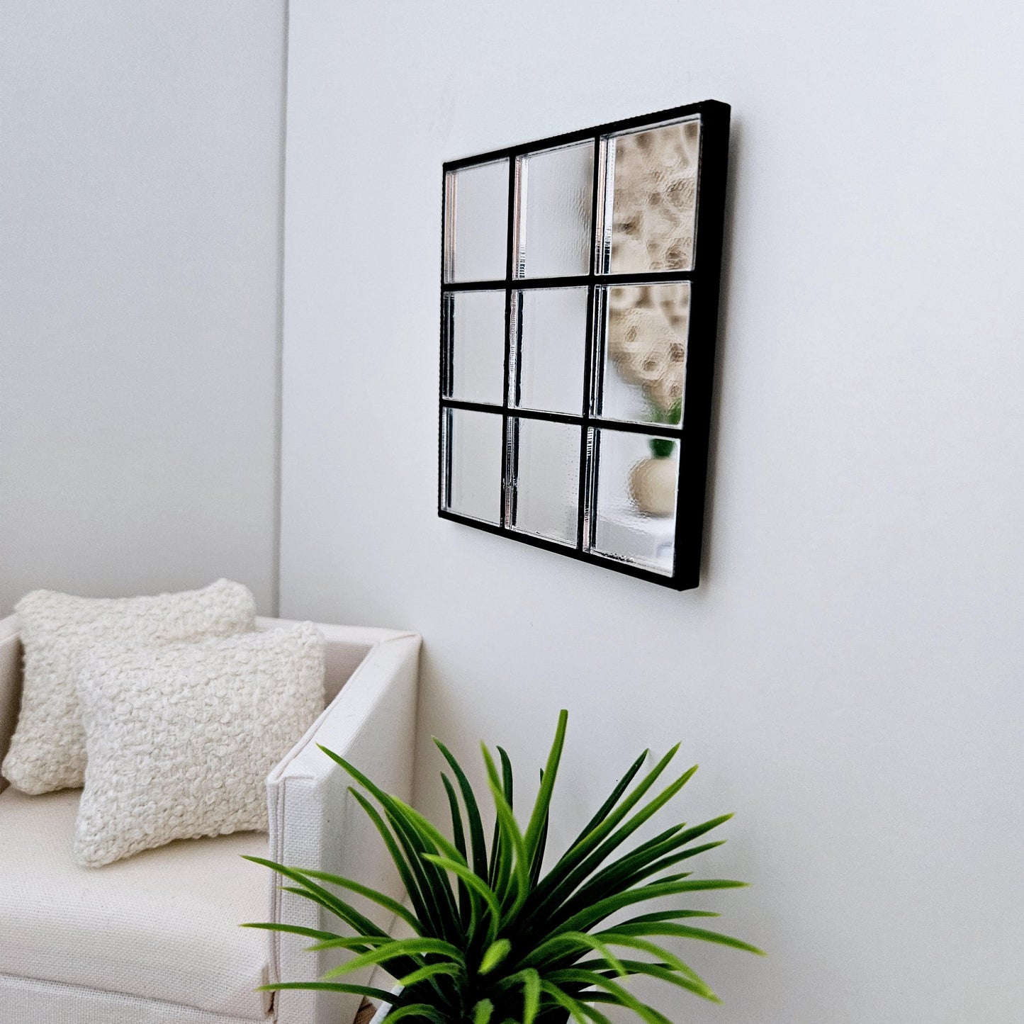 Dolls House Modern Square Mirror, Miniature Mirror, 12th Scale Mirror
