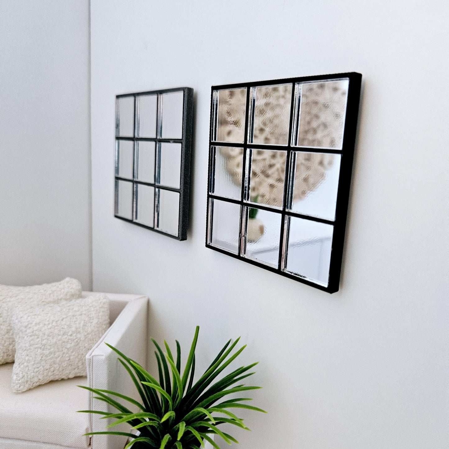 Dolls House Modern Square Mirror, Miniature Mirror, 12th Scale Mirror