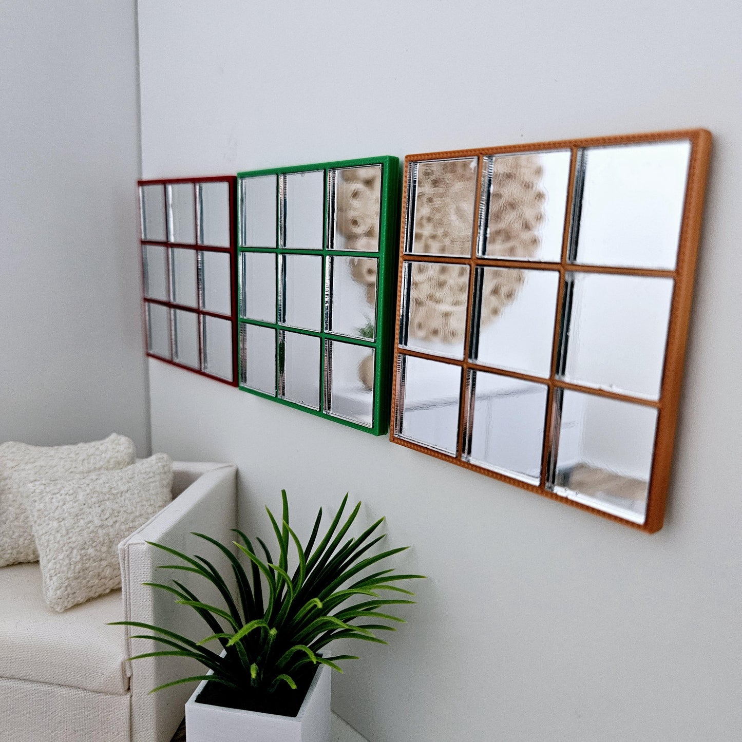 Dolls House Modern Square Mirror, Miniature Mirror, 12th Scale Mirror
