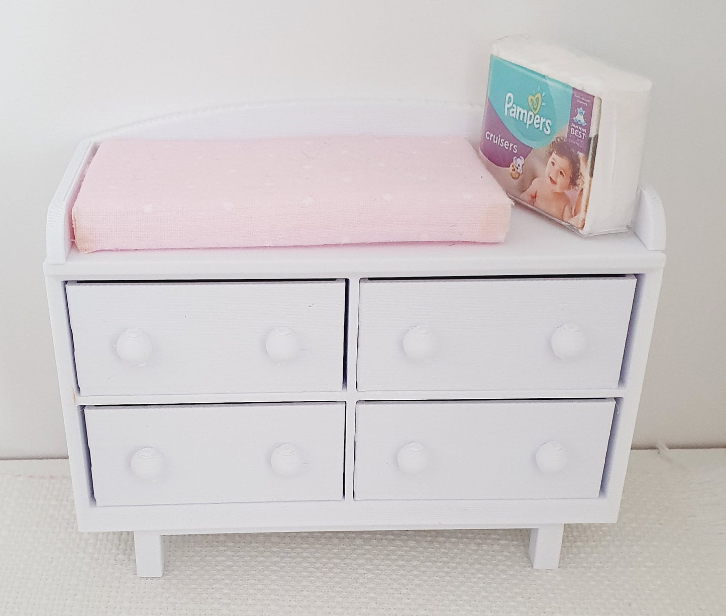Dolls House Coloured Modern Baby Changing Table, Choice of Colours 1:12th Scale, Miniature (UN-6)