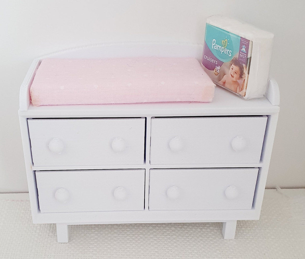 Dolls House Coloured Modern Baby Changing Table, Choice of Colours 1:12th Scale, Miniature (UN-6)