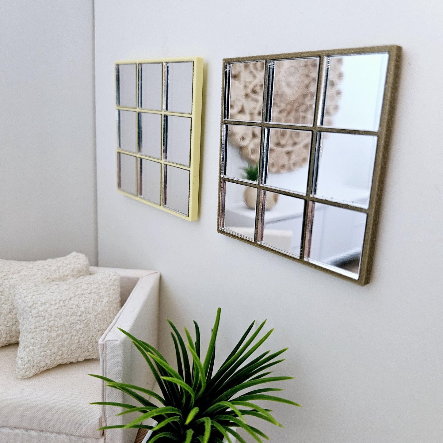 Dolls House Modern Square Mirror, Miniature Mirror, 12th Scale Mirror