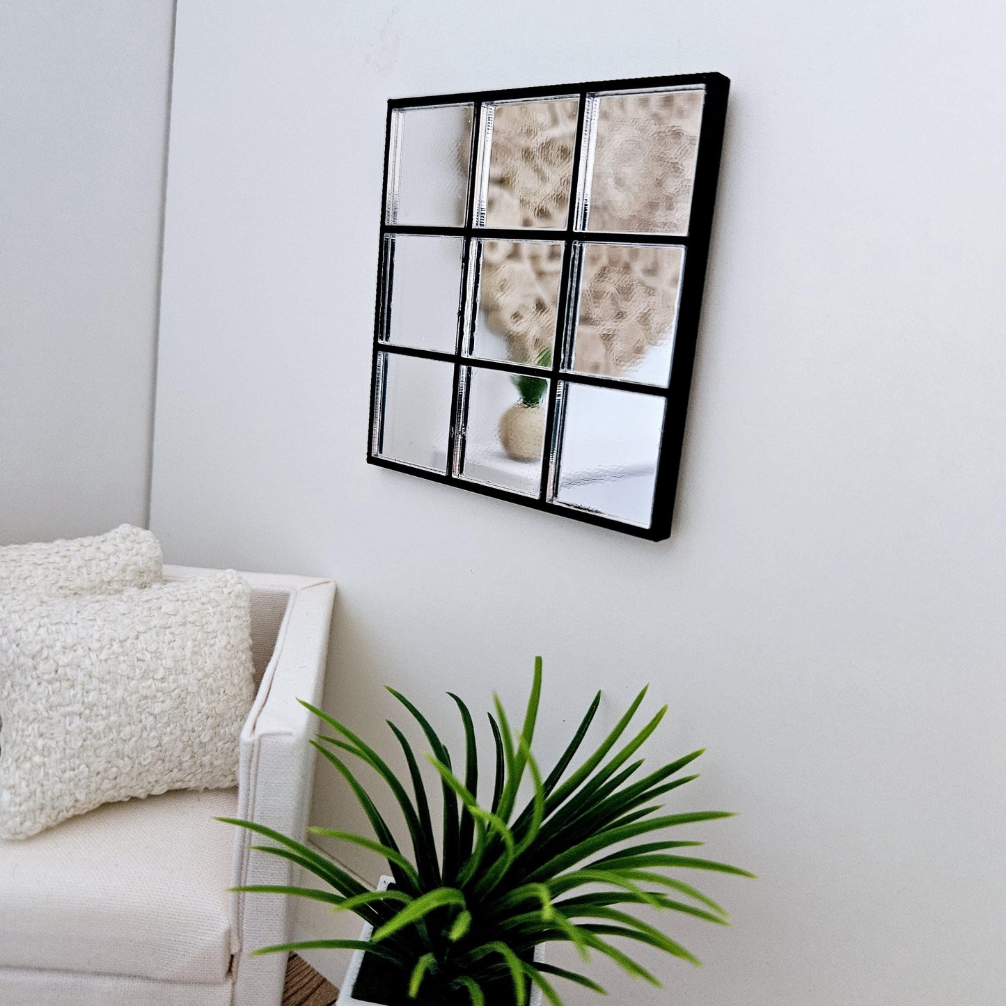 Dolls House Modern Square Mirror, Miniature Mirror, 12th Scale Mirror
