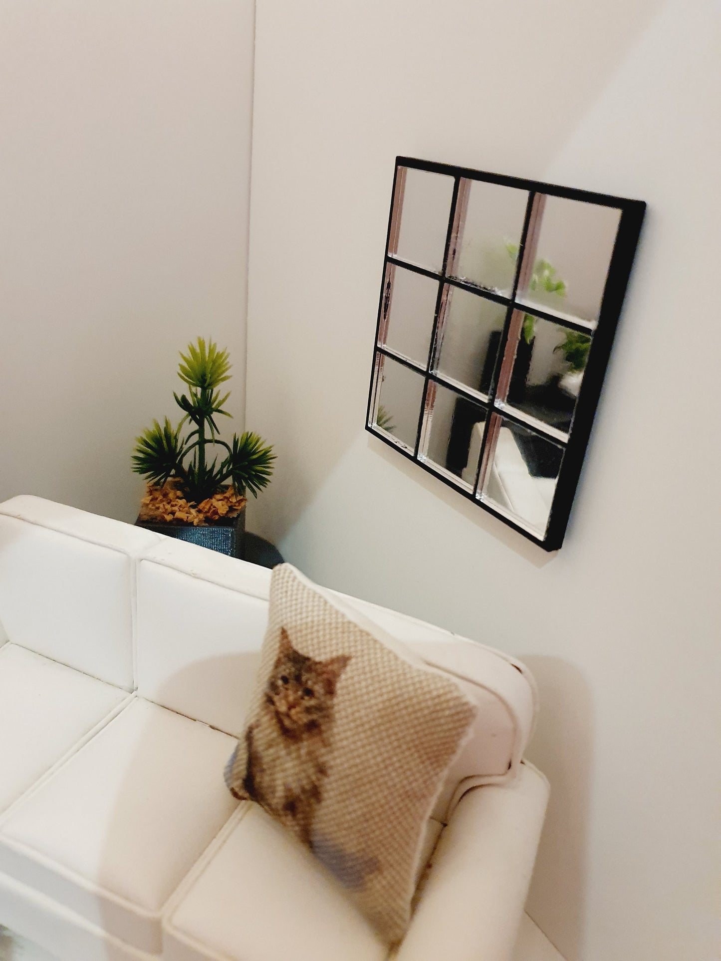 Dolls House Modern Square Mirror, Miniature Mirror, 12th Scale Mirror