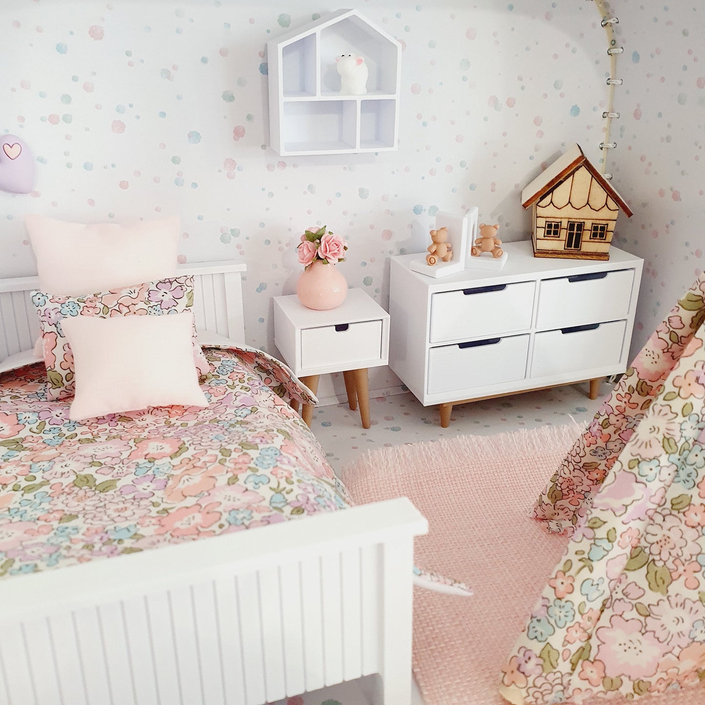 Dolls House in a Travel Suitcase, Pretty Liberty Michelle design, 12th Scale, Miniature case