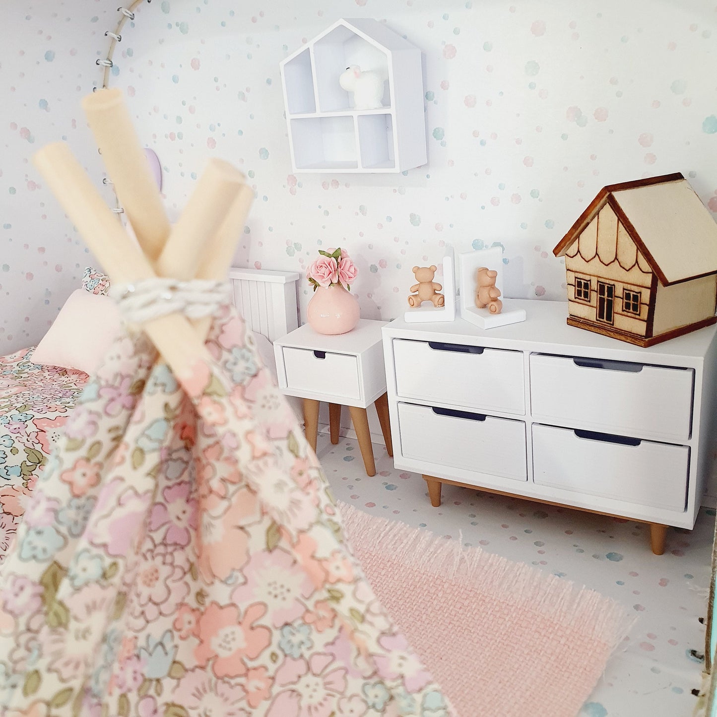 Dolls House in a Travel Suitcase, Pretty Liberty Michelle design, 12th Scale, Miniature case