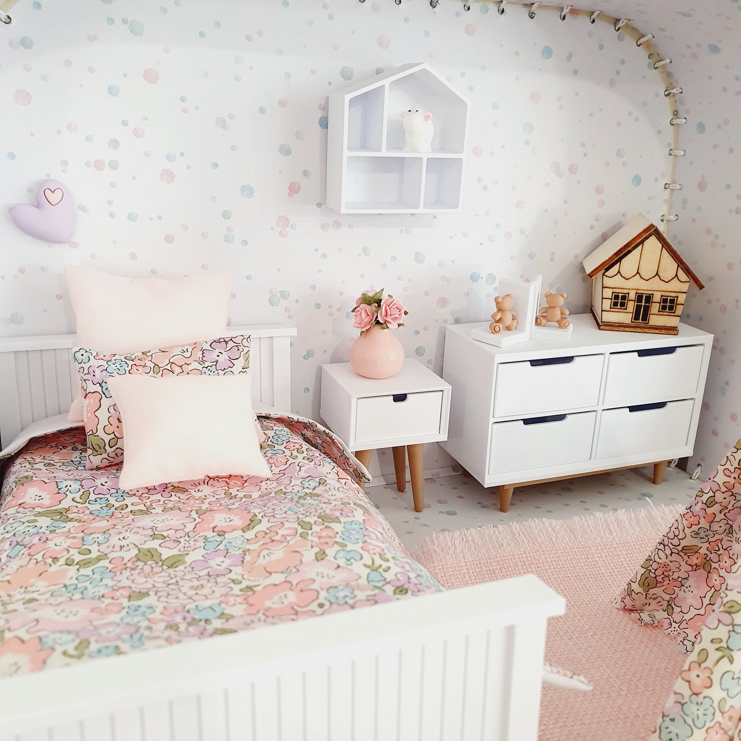 Dolls House in a Travel Suitcase, Pretty Liberty Michelle design, 12th Scale, Miniature case