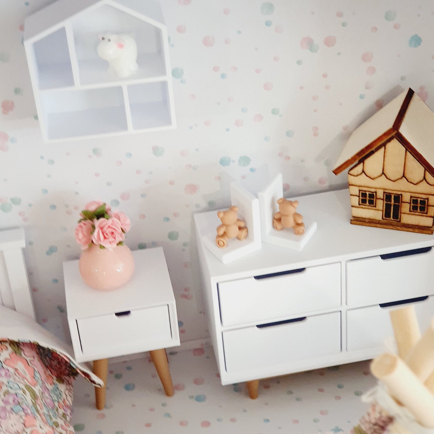 Dolls House in a Travel Suitcase, Pretty Liberty Michelle design, 12th Scale, Miniature case