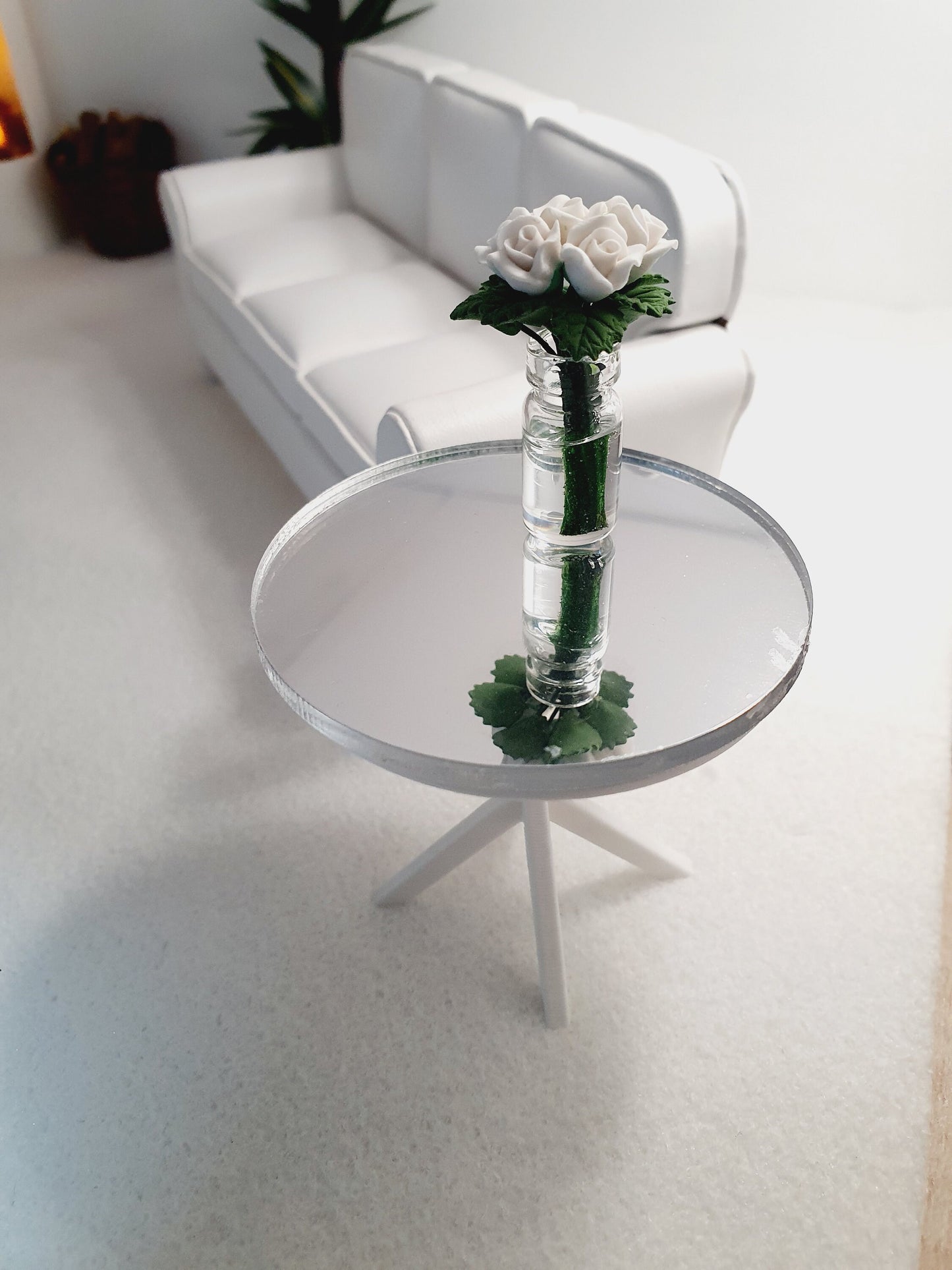 Dolls House Mirrored SideTable, 1:12th Scale, Choice of Leg Colours, Miniature Side Table