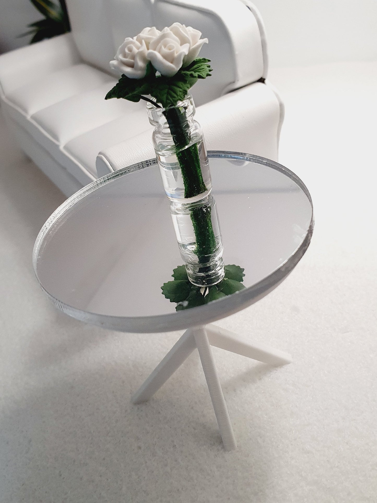 Dolls House Mirrored SideTable, 1:12th Scale, Choice of Leg Colours, Miniature Side Table
