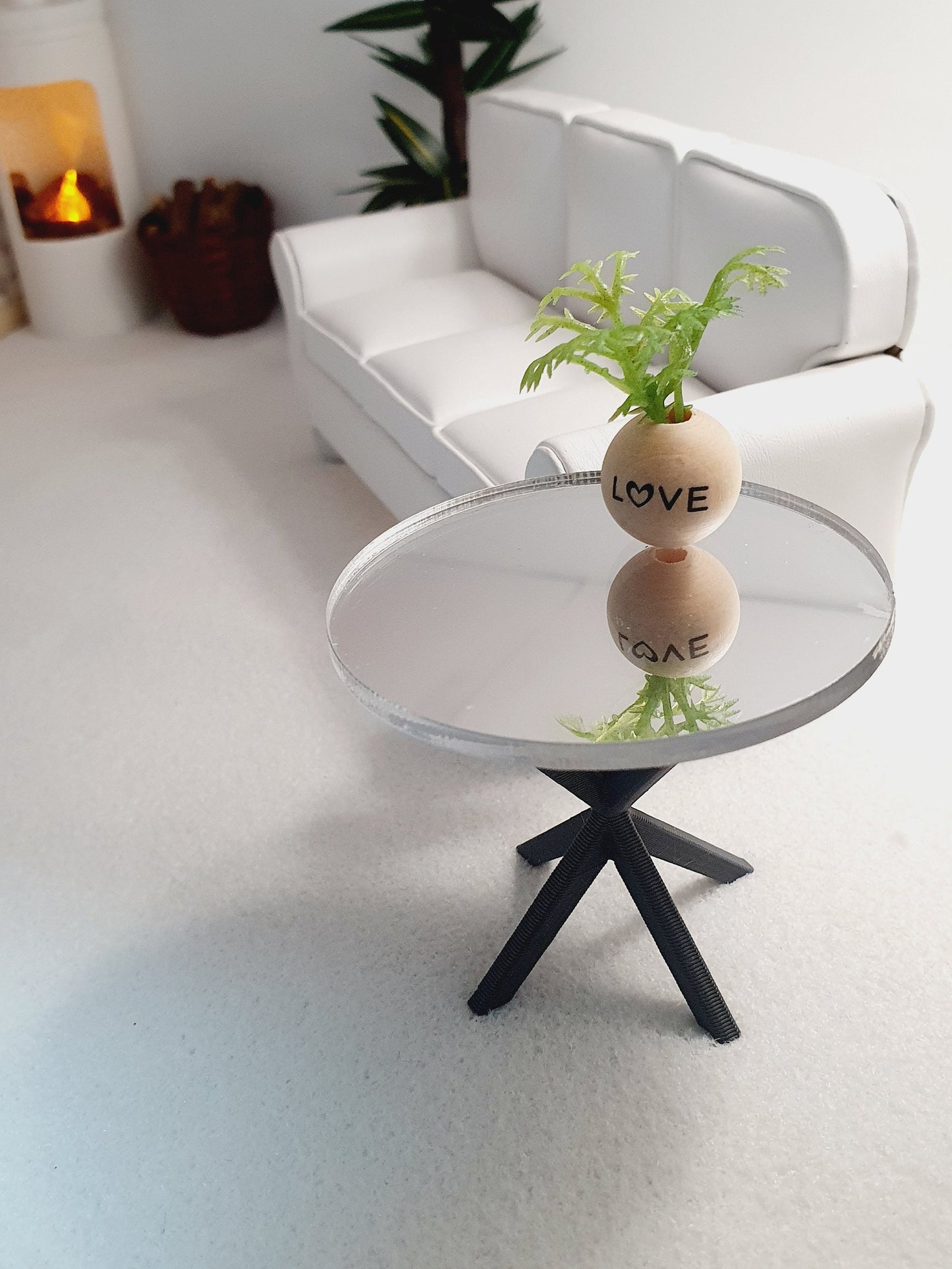 Dolls House Mirrored SideTable, 1:12th Scale, Choice of Leg Colours, Miniature Side Table