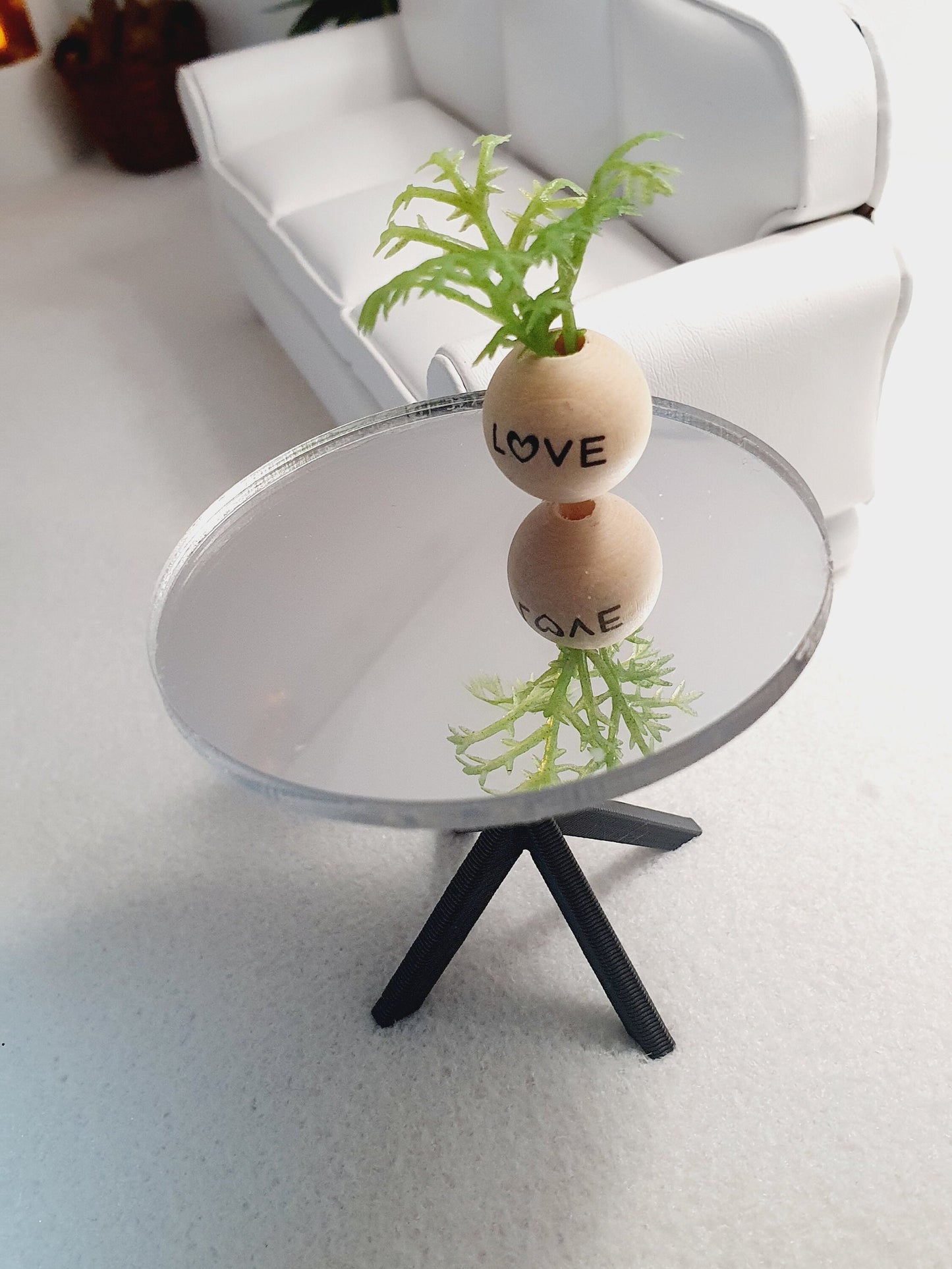 Dolls House Mirrored SideTable, 1:12th Scale, Choice of Leg Colours, Miniature Side Table