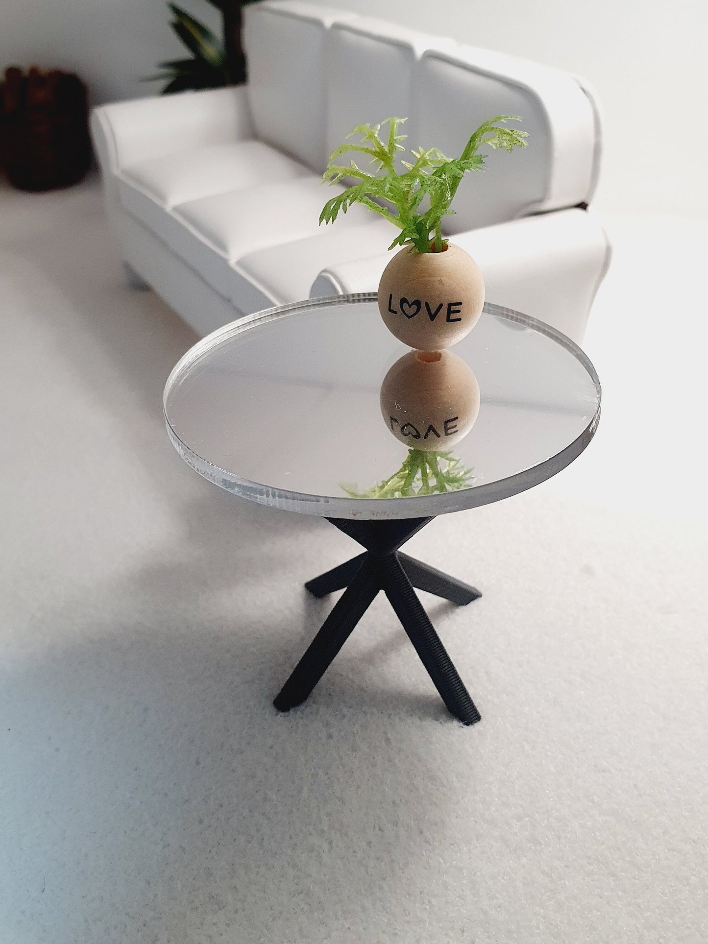 Dolls House Mirrored SideTable, 1:12th Scale, Choice of Leg Colours, Miniature Side Table
