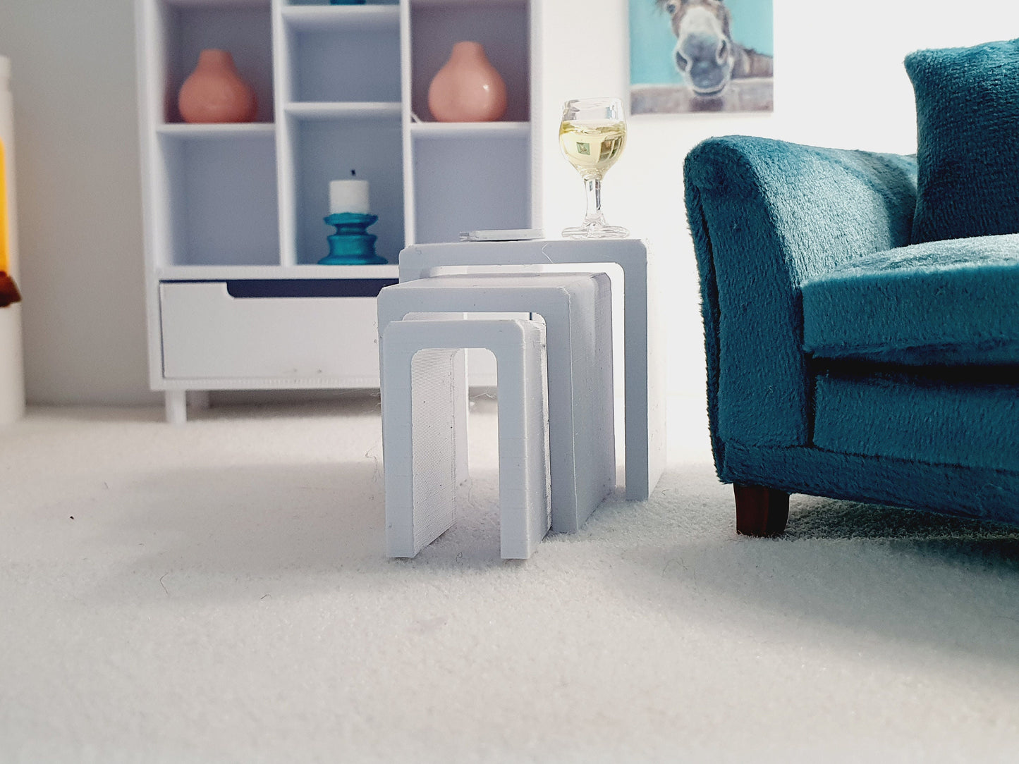 Dolls House Modern Nest of Tables 1:12th Scale, Miniature Coffee Table, Choice of Colours (NEST1)