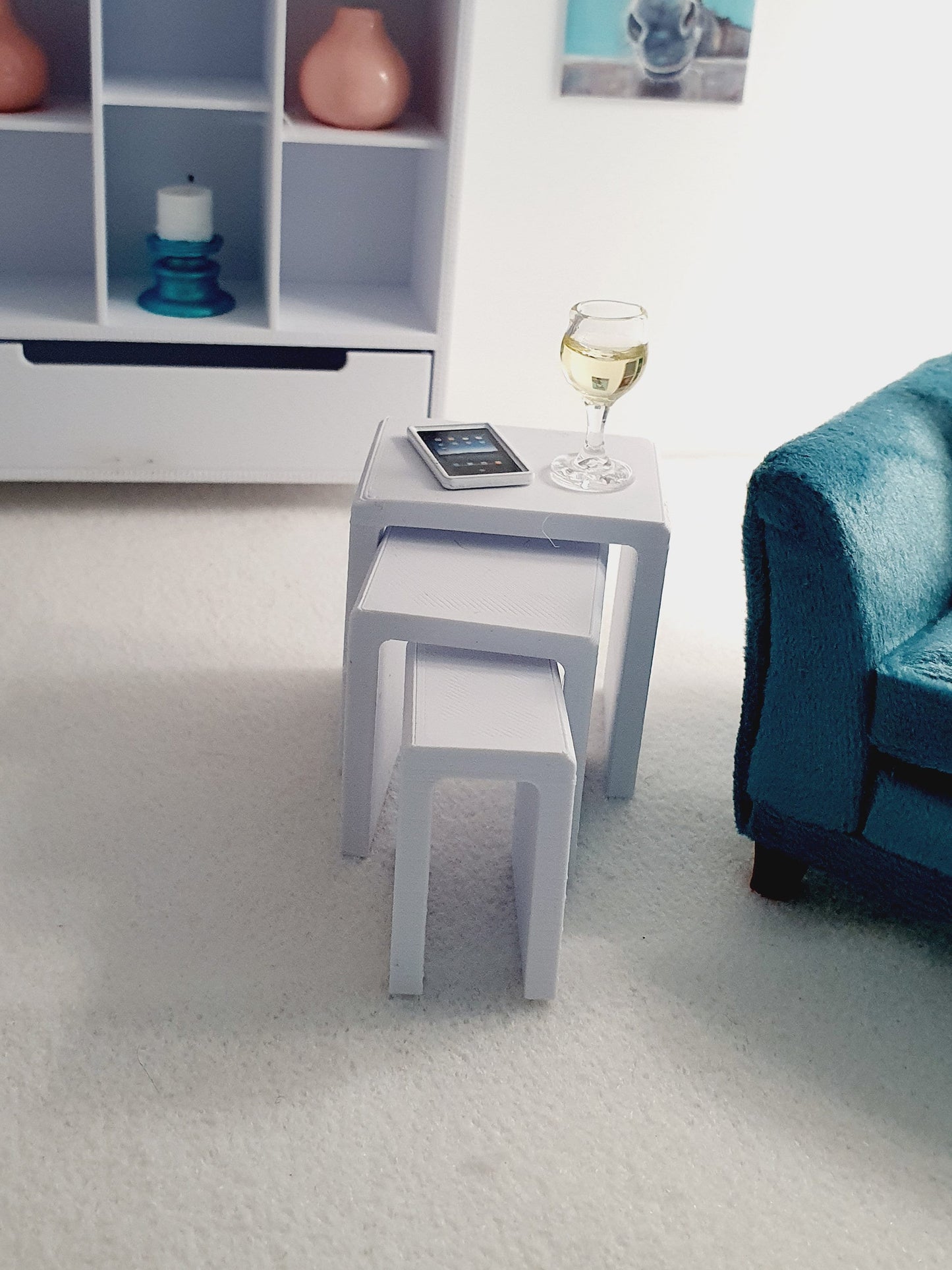 Dolls House Modern Nest of Tables 1:12th Scale, Miniature Coffee Table, Choice of Colours (NEST1)