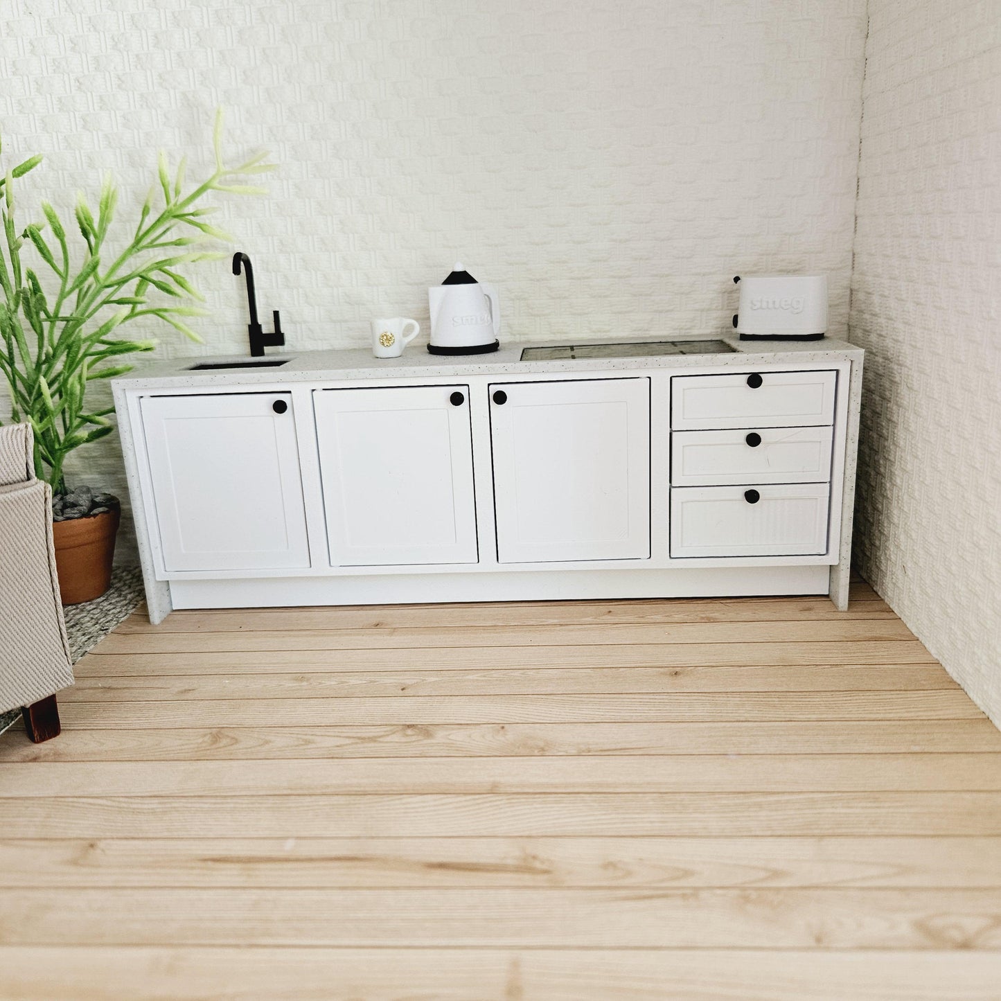 Doll's House Modern Kitchen 12th scale, miniature kitchen, shaker style - Colour Choices