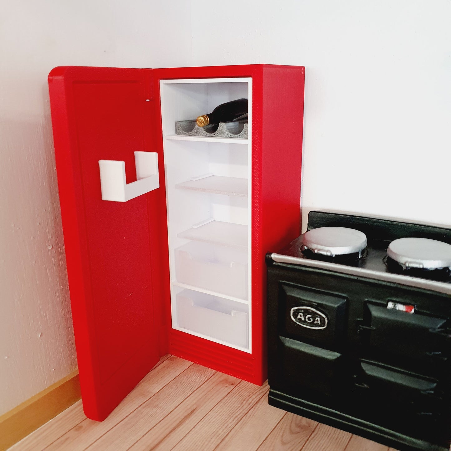 Dolls House Modern Kitchen Red SMEG Fridge, 1:12th Scale, Miniature fridge (K-FR-8)
