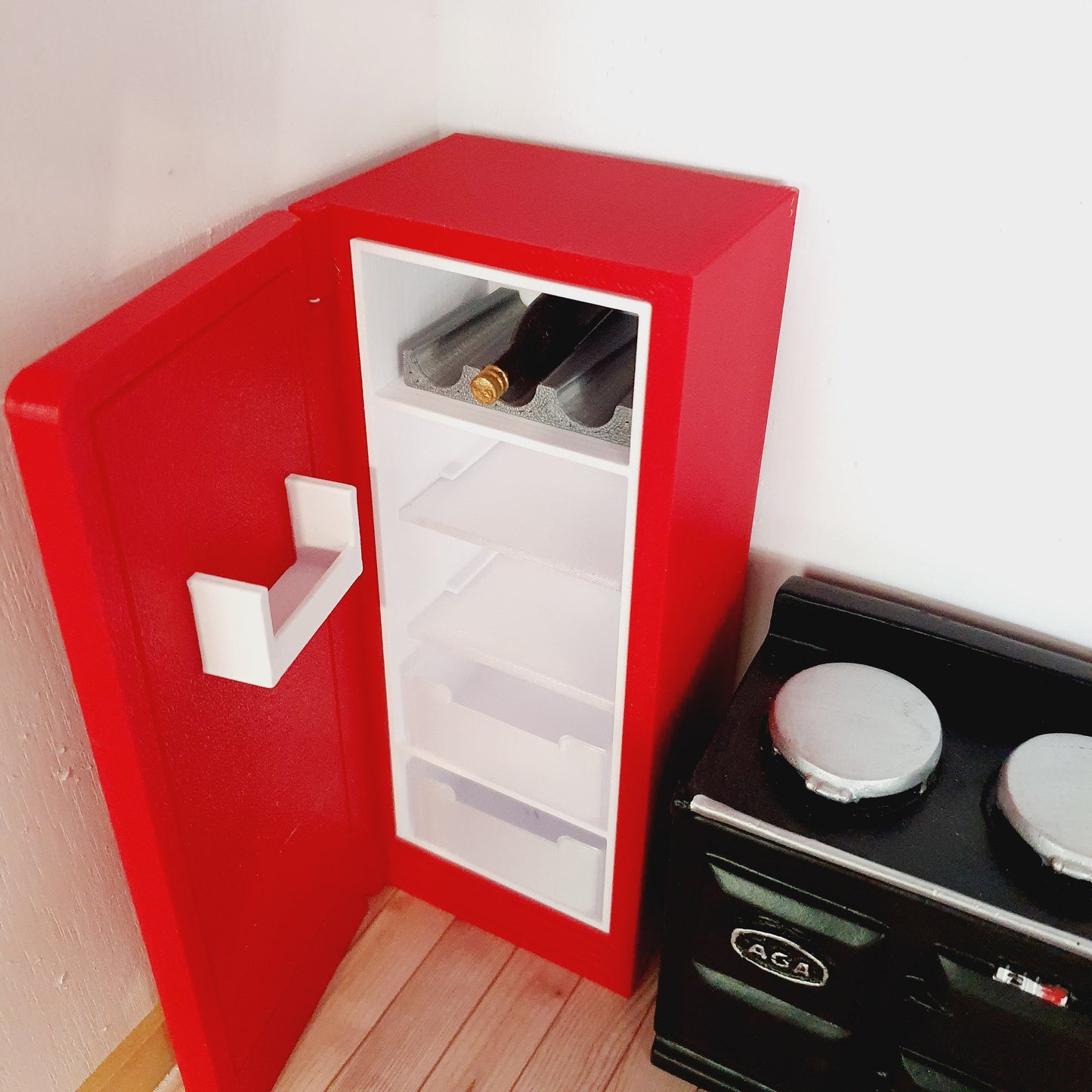 Dolls House Modern Kitchen Red SMEG Fridge, 1:12th Scale, Miniature fridge (K-FR-8)