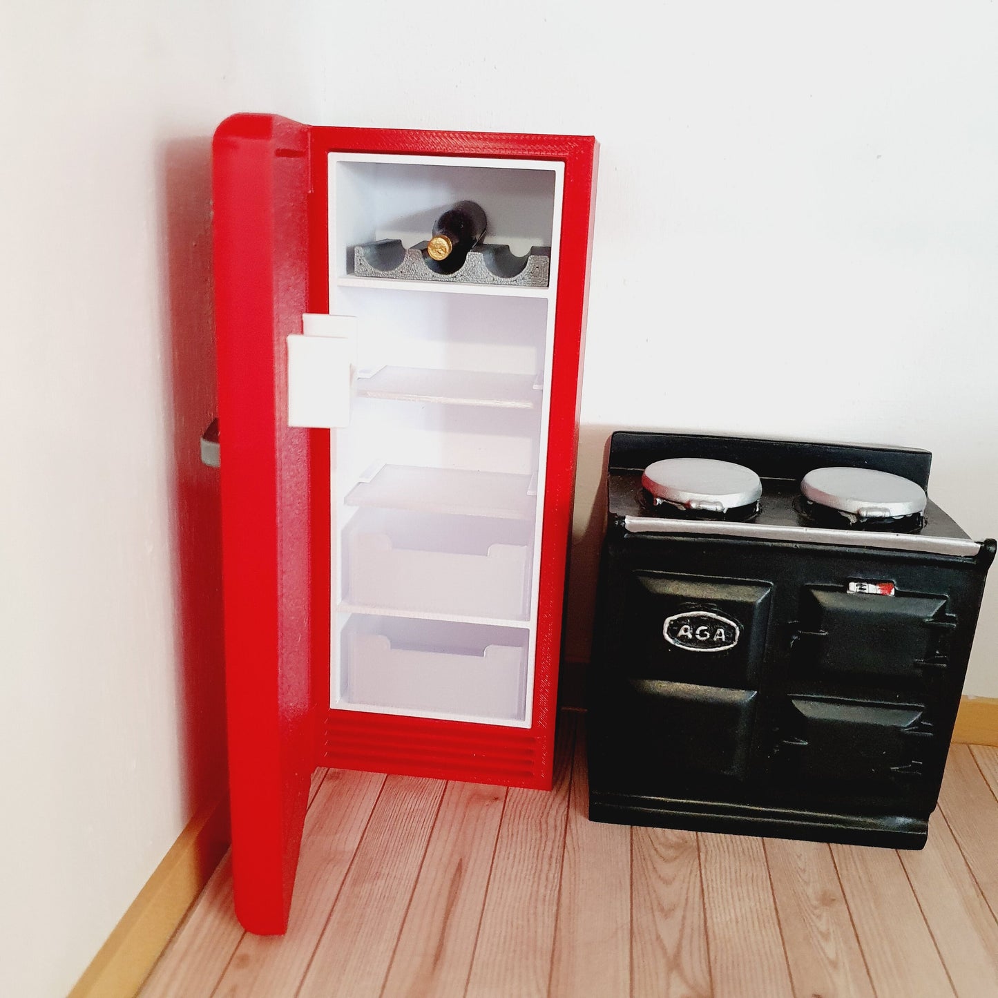 Dolls House Modern Kitchen Red SMEG Fridge, 1:12th Scale, Miniature fridge (K-FR-8)