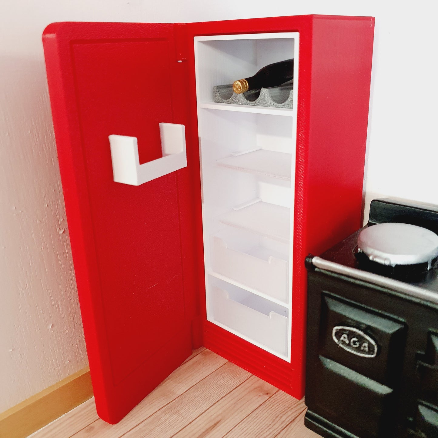 Dolls House Modern Kitchen Red SMEG Fridge, 1:12th Scale, Miniature fridge (K-FR-8)