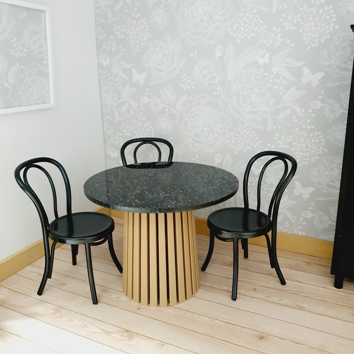 Dolls House Modern Wood Effect Dining Table for indoors or Outdoors, 1:12th Scale, Miniature Table